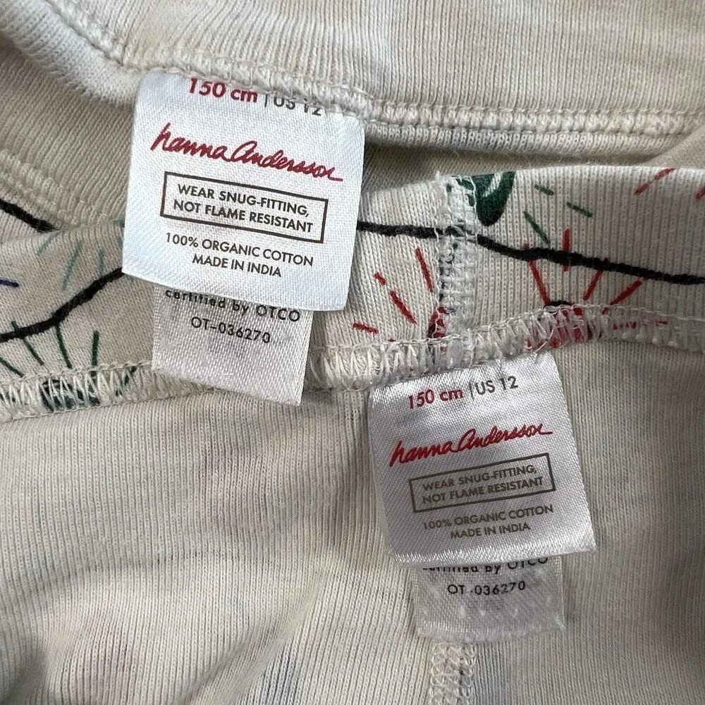 Hanna Andersson US 12 Bright Bulbs Long John Holiday Pajama‎ Set Boy Girl Unisex